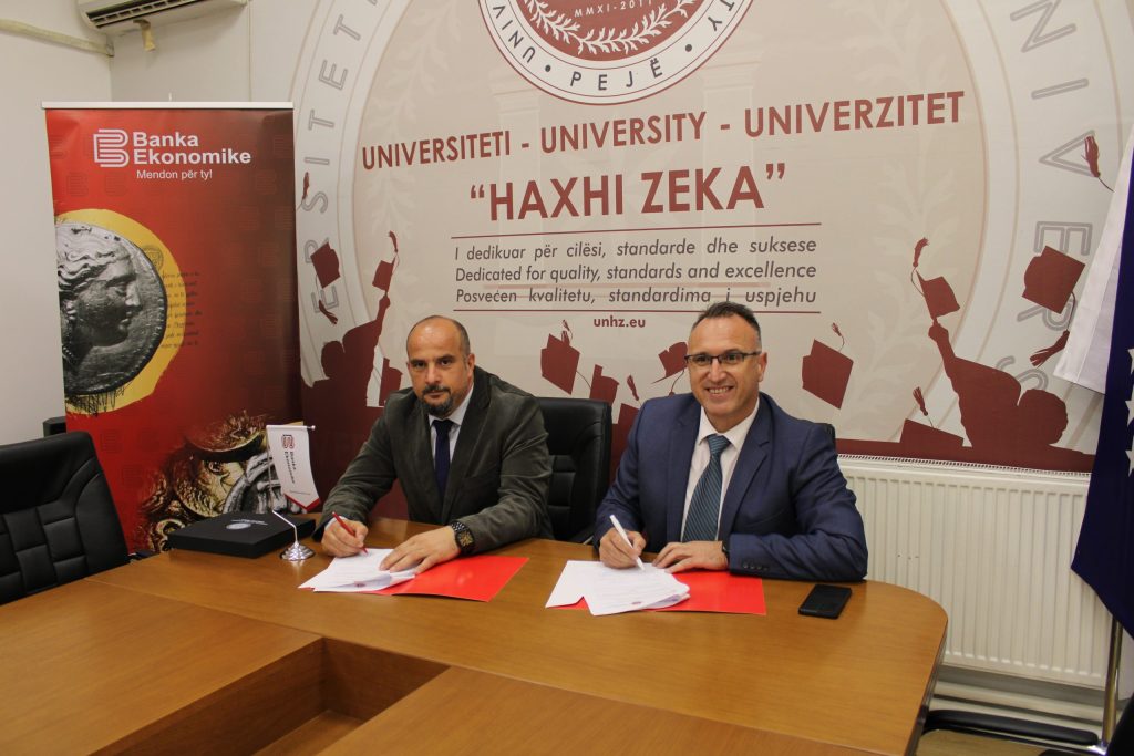 MARRËVESHJE BASHKËPUNIMI NË MES UNIVERSITETIT HAXHI ZEKA DHE BANKËS EKONOMIKE